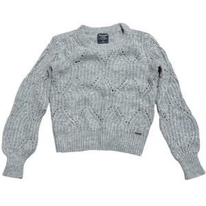 Abercrombie & Fitch Sweater S Small Textured Knit Gray Balloon Long Sleeves